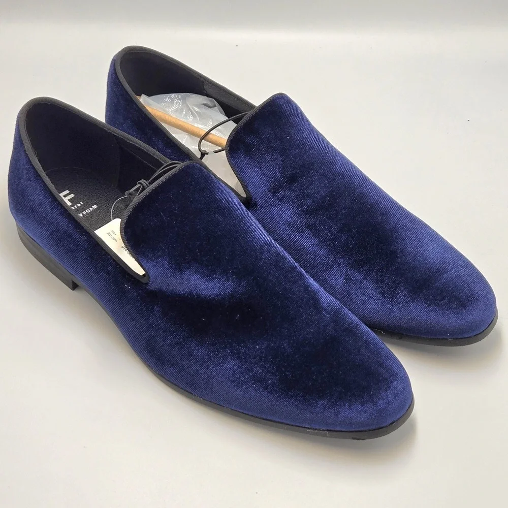 JF J Ferrar Kendrick Mens 13M Navy Dress Shoes Velvet Slip On‎